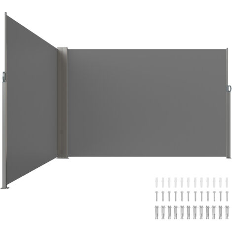 Mophorn Retractable Side Awning, 79''x 236'' Outdoor Privacy Screen, 180g Polyester Water-proof Retractable Patio Screen, UV 30+ Room Divider Wind Screen for Patio, Backyard, Balcony, Gray (1/5)