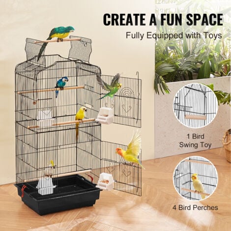 Mophorn 39 inch Open Top Large Parrot Bird Cage Hanging for Parakeets Small Birds with Swing Perch Easy Cleaning