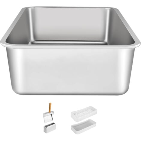 Mophorn XL Cat Litter Box, Stainless Steel Cat Litter Box Extra Large with Scoop, Enclosed Odor-Free, High Sides,  6-Inch Deep, Easy to Clean for Big Cats