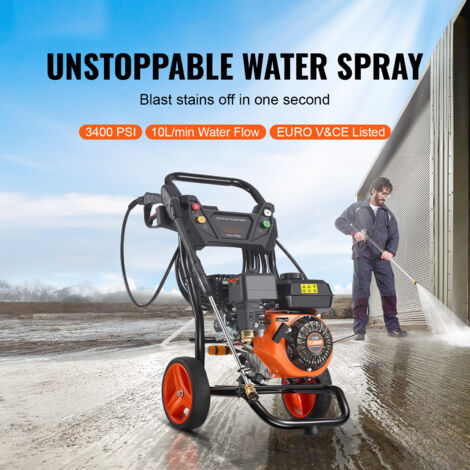 Mophorn Gas Pressure Washer, 3400 PSI 2.6 GPM 10L/min, with 5 Nozzle Set,The Gas Pressure Washer delivers 3400 PSI and a 10 L/min flow rate