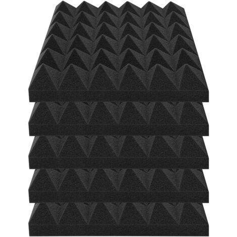 Mophorn Acoustic Foam Panels, 24 Pack 12 x 12 x 2 inches, Pyramid, Fire-Resistant, for Studio, Black