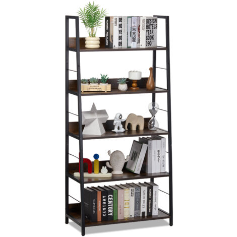 Mophorn Metal Bookshelf, 5-Tier Industrial Bookcase, Tall Wide Rustic Vintage Storage Bookshelf with Open Shelves, Freestanding Display Shelving Unit Storage Rack, for Living room, Bedroom & Office