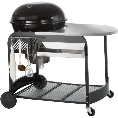 Mophorn 21 Zoll tragbarer Holzkohlegrill, Propangas-Kesselgrill mit Abdeckung und Wagen, robuster freistehender Räucherofen aus Eisen zum Kochen im Freien, Camping, Picknick, Garten, schwarz