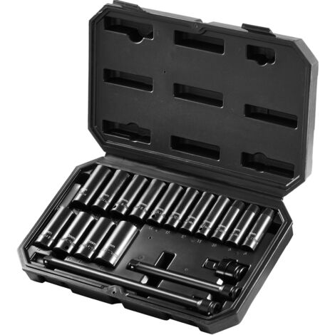 Mophorn 3/8" Drive Impact Socket Set, 18-Piece Deep Metric Socket Set 8-22mm, 6-Point CR-V Alloy Steel for Automotive Repair, Clear Size Markings, Durable Build, with Storage Case (1/5)