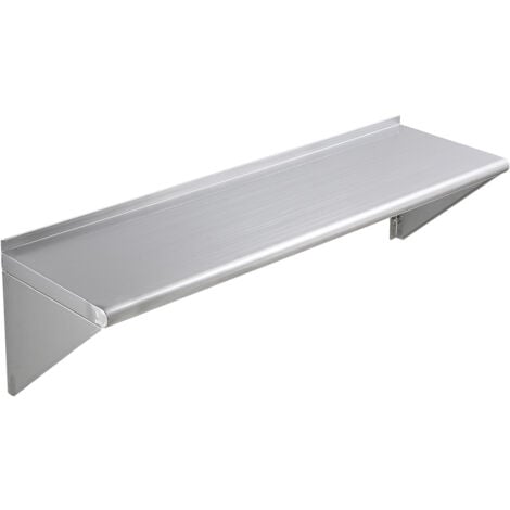 Mophorn 14" x 48" Stainless Steel Shelf, Wall Mounted Floating Shelving with Brackets, 400 lbs Load Capacity, Heavy Duty Storage Rack for Restaurant, Kitchen, Bar, Home