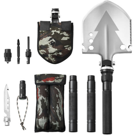 Mophorn Survival Shovel, 11-in-1 Folding Multitool for Camping and Outdoor Adventures