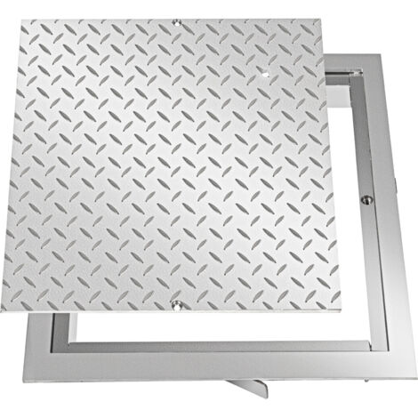 Mophorn Recessed Manhole Cover 50x50 cm Clear Opening, Galvanized Steel Drain Cover 57x57 cm, Sealed Square Manhole Cover and Frame for Boats and Ships, Heavy-Duty Steel, Silver