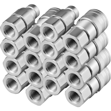 Mophorn Skid Steer Hydraulic Quick Connect, 1/2" Body Coupler with 1/2" NPT, 27.6 MPa (ISO 16028) Rating, 8 Pairs of Hydraulic Couplings, Durable Quick Connect Fittings for Heavy-Duty Equipment