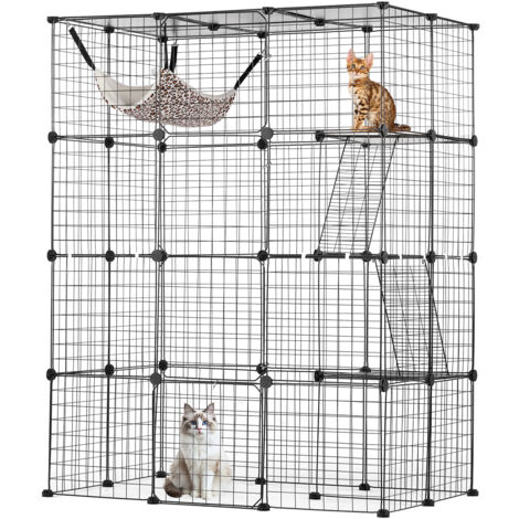 Mophorn Large 4-tier Cat Cage, 41 x 28 x 55", Detachable Metal Wire, Ideal for Cats & Small Animals, Black