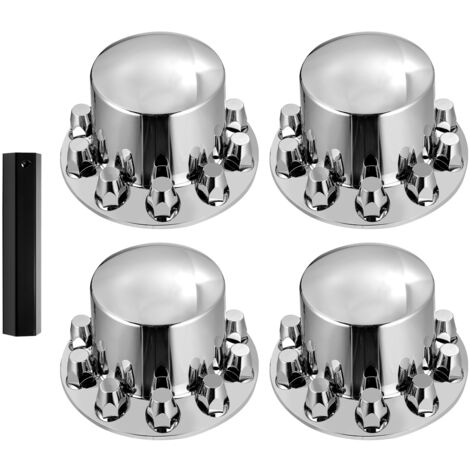 Mophorn Rear Axle Wheel Covers, Dome Axle Cover for Semi Truck, ABS Electroplate Rust-Resistant Lug Nut Covers, Universal Fit, Installation Tool Included, Complete Axle Cover Combo Kit