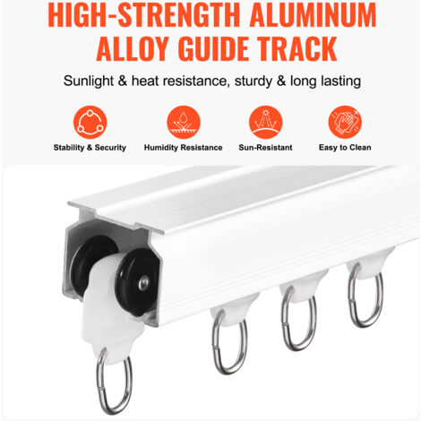 Mophorn Ceiling Curtain Track Set, 8.9 FT/2.7 Meter, Sliding System for Curtains, Ceiling/Wall Mounted for Living Room Bedroom, with Hooks and Hardware, White