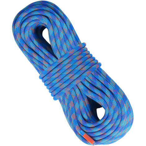 Mophorn 10.2mm 50M/164ft Dynamic Climbing Rope, Blue Outdoor Rock Climbing Rope, 25KN Breaking Tension, Stretchable Fiber with Steel Hooks. Ideal for Escape, Fire Rescue, Rappelling.