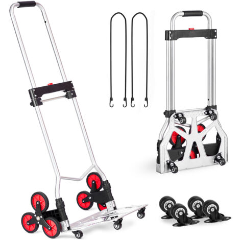 Mophorn Stair Climbing Cart, 260 lbs Capacity. Heavy-Duty Folding Trolley with Telescoping Handle. 10 Wheels & 2 Elastic Ropes. Ideal for Home Shopping, Moving, and Warehouse.
