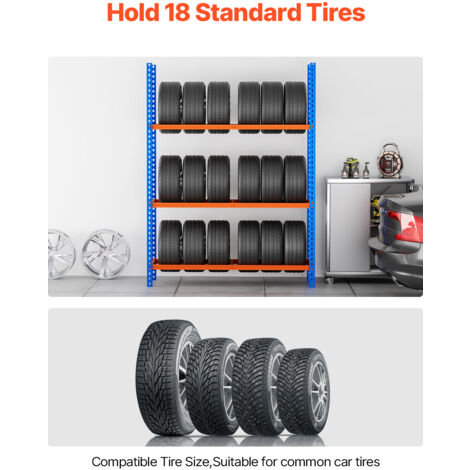 Mophorn Tire Storage Rack, 3-Shelf SPCC-SD Metal Tire Holder for 18 ...