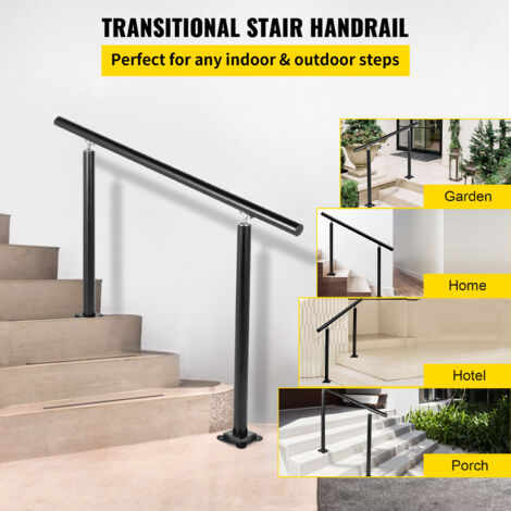 Mophorn Handrail Outdoor Stairs, 4ft, 34 Inch Outdoor Handrail Black Outdoor Stair Railing Adjustable from 0 to 60 Degrees Handrail for Stairs Outdoor Black Aluminum Stair Railing for Garden