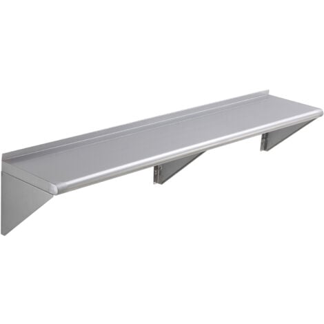 Mophorn 14" x 60" Stainless Steel Shelf, Wall Mounted Floating Shelving, 400 lbs Load Capacity, Heavy Duty Rack for Kitchen, Restaurant, Bar, Home