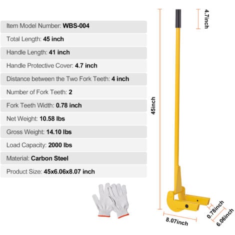 Mophorn Pallet Buster, 41-Inch Handle, 2000 lbs Weight Capacity, Q235 Carbon Steel, Heavy Duty Deck Wrecker Demolition Wood Pallet Tool Breaker Pry Bar Puller for Efficient and Effortless Board Remova