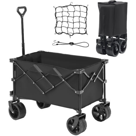 Mophorn Collapsible Folding Wagon, 150 L Beach Wagon Cart with All-Terrain Wheels, Heavy Duty Folding Wagon Cart Max 265 lbs with Drink Holders, Sports Wagon for Camping, Shopping, Garden