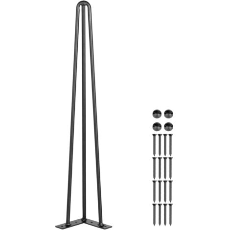 Mophorn Hairpin Table Legs 26 inch Black Set of 4 Desk Legs Each 220lbs Capacity Hairpin Desk Legs 3 Rods for Bench Desk Dining End Table Chairs Carbon Steel DIY Table Legs Heavy Duty Furniture Legs