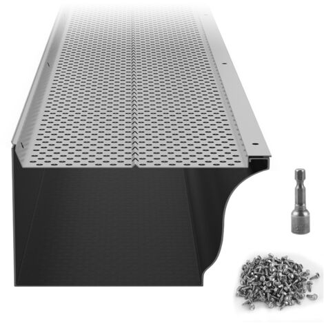 Mophorn Gutter Guard, 152mm Width, Aluminum Leaf Filter DIY Gutter Cover, 52 PCS 528cm Total Length, 4mm Hole Diameter & 0.5mm Thick Raptor Gutter Guards Fits Any Roof or Gutter Type