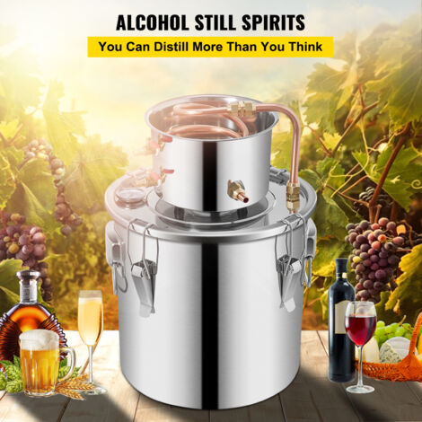 Mophorn Moonshine Still Distiller 3Gal Water Distiller 12L Stainless Steel Water Distiller Copper Tube Home Brewing Kit Build-in Thermometer for DIY Whisky Wine Brandy Sliver