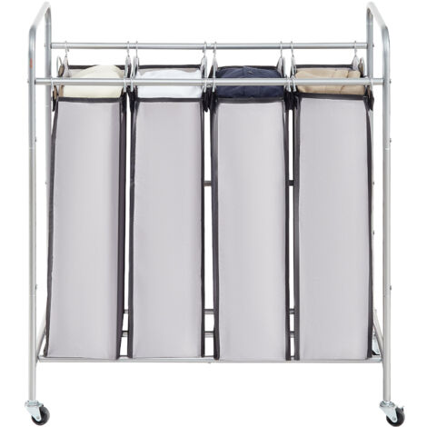 Mophorn Laundry Sorter Cart 4 Section, Laundry Hamper with Heavy Duty Lockable Wheels and 4 Removable Bags, Rolling Laundry Basket Sorter for Clothes Storage