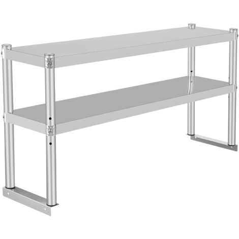 Stainless Steel Double Overshelf 12x36 | 2-Tier Commercial Shelf For Kitchen Prep Tables
