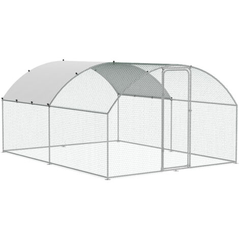 Mophorn Large Metal Chicken Coop, 9.8x12.9x6.5 ft Walk in Chicken Run for Yard with Waterproof Cover, Doom Roof Hen House with Security Lock for Outdoor and Backyard, Farm, Duck Rabbit Cage Poultry Pe