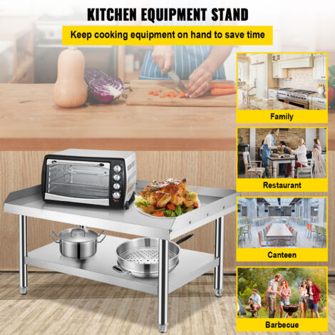Mophorn 60"x30"x24" Stainless Steel Grill Stand, Adjustable Undershelf, Kitchen & Restaurant Equipment Table