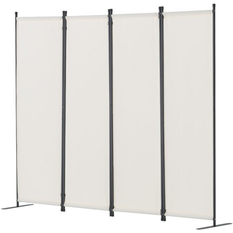 Mophorn Room Divider, 4-Panel Folding Privacy Screen for Office, Bedroom, Dining Room, Study, Freestanding, Fabric Partition, White, Stylish and Functional