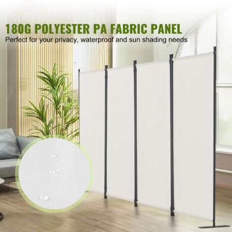 Mophorn Room Divider, 4-Panel Folding Privacy Screen for Office, Bedroom, Dining Room, Study, Freestanding, Fabric Partition, White, Stylish and Functional
