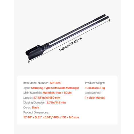 Manual Post Hole Digger – 58" Heavy Duty With Fiberglass Handles & Carbon Steel Blades For Fences
