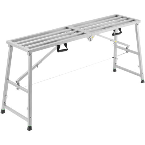 Mophorn Work Platform, 4 Gear Adjustable Height, Folding Alloy Steel Step Ladder, Portable Scaffolding, 800 lb Capacity, Non-Slip Rubber Feet