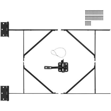 Mophorn Gate Corner Brace Bracket Kit, Anti-Sag Gate Frame Hardware, Latch Lock & Rope for Shed, Corral, Driveway, Stable Gates, Iron, Black