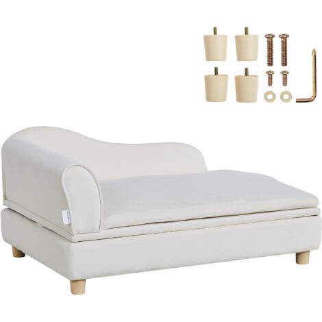 Mophorn Pet Sofa, Dog Couch for Large Dogs & Cats, Soft Velvet Sofa Bed, 110 lbs Capacity, White (1/5)