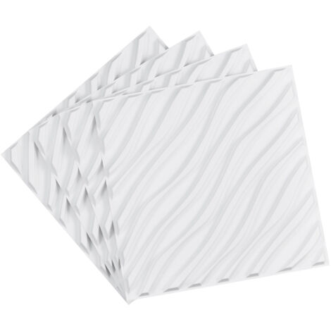 Mophorn 3D Wall Panels, 12-Pack 19.7 x 19.7 in PVC Minimalist Wave Tiles, 32 Sq.Ft Coverage Accent Wall Panel, Interior Home Decor, Matte White