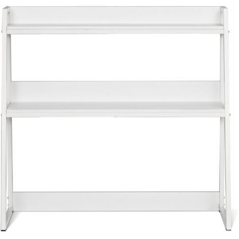 Mophorn Desktop Bookshelf, 2-Tier Desktop Storage Organizer. 37.4"x12.6"x35.4", with Anti-Slip Feet Pads. For Office, Home & Dorm, White (1/5)
