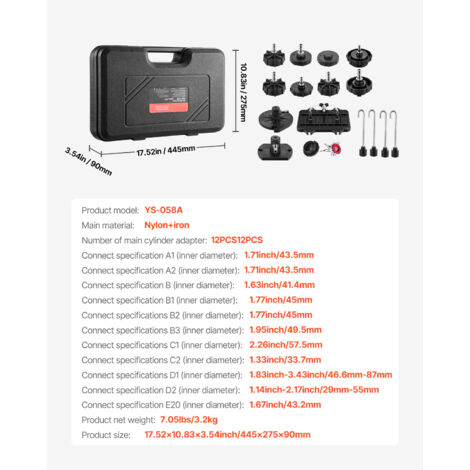 Mophorn Brake Master Bleeder Kit, 12 Pcs, Professional Brake Bleeder Adapter Set with Handle, Durable for Brake Fluid Filling, Fits Most Vehicles