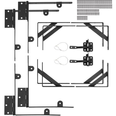 Mophorn Gate Corner Brace Bracket - 2 Sets. Anti - Sag Gate Frame Hardware Kit with Latch Lock & Screws. Ideal for Shed Doors, Corral Gates, Driveway Gates, Wood Windows. Made of Iron, in Black Color.