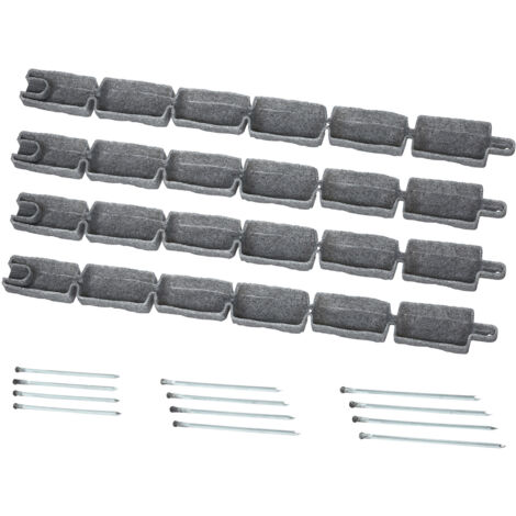Mophorn Faux Stone Garden Edging, 46.4 x 2.2 in Realistic Lawn Border, Flexible Brick-Size Edging with Anchoring Spikes, Fade-Resistant Yard Border for Driveways and Walkways, Grey