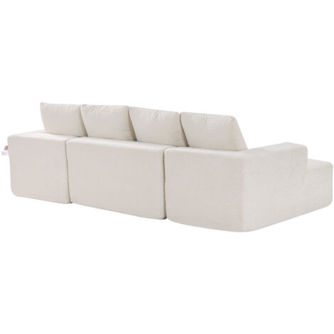 Mophorn Modular U-Shaped Sofa with Chaise, Comfortable Sectional Couch Featuring High-Density Sponge, Upholstered Corduroy Design with Cushions for Living Room or Bedroom, Beige