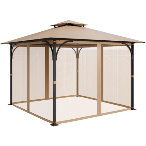 Mophorn Gazebo Netting Replacement, Compatible with 10 x 10 x 7 FT Gazebos, Outdoor Mesh Sidewalls for Garden Use, 4-Panel Patio Screen with Double Zipper Closure