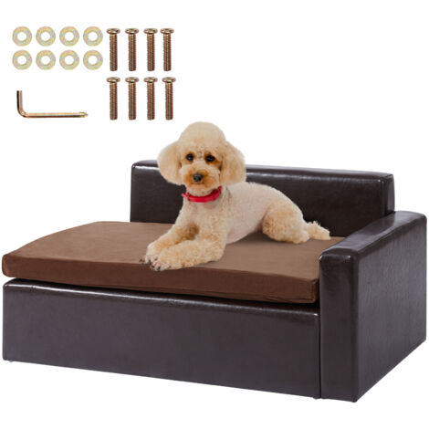 Mophorn Pet Sofa, Dog Couch for Medium-Sized Dogs & Cats, Soft Leather Bed, 110 lbs Capacity, Black