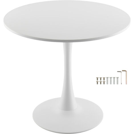 Mophorn Round Dining Table, 31.5 in Wooden Table for 2-4 People, Modern Circular Furniture with Pedestal Base, Ideal for Home, Kitchen, Living Room, or Office, White (Table Only)