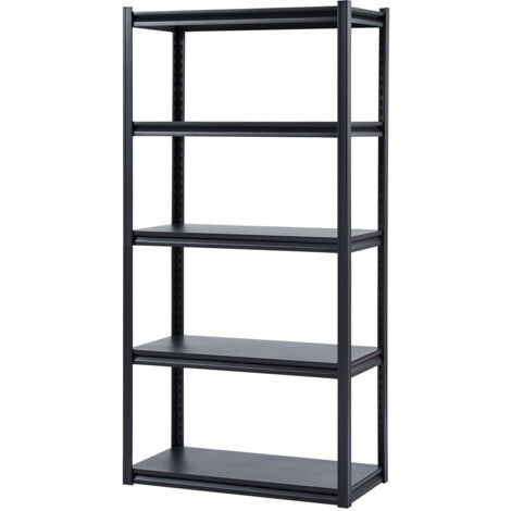 Mophorn 5 - Tier Garage Storage Shelves - 2000 lbs Heavy - Duty Capacity, 18" Deep x 48" Wide x 78" High Adjustable Metal Shelving. Ideal for Kitchen, Warehouse, Basement - Black Finish