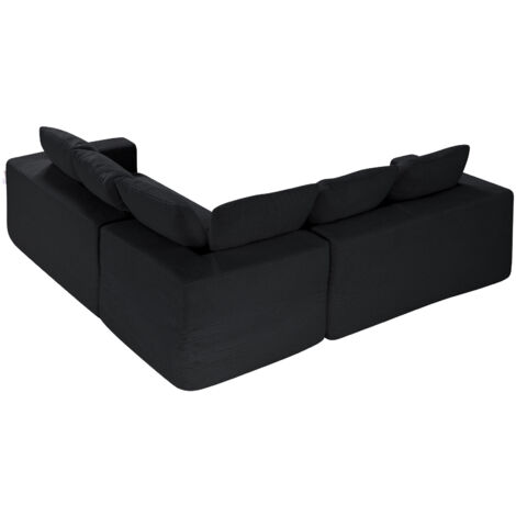 Mophorn Modular L-Shaped Sectional Sofa with Deep Seating, High-Density Sponge, and Corduroy Upholstery, Ideal for Living Rooms and Bedrooms, Black