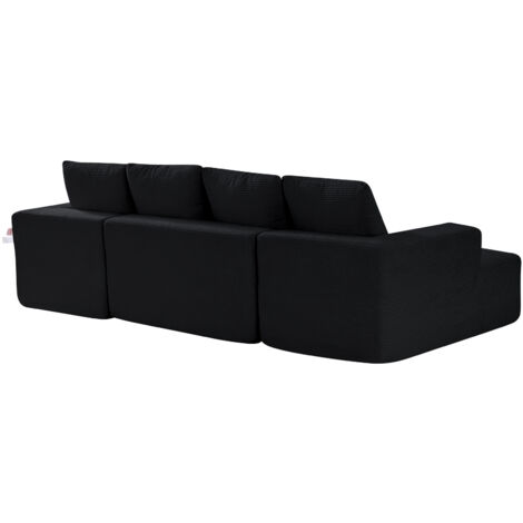 Mophorn Modular U-Shaped Sofa with Chaise, Comfortable Sectional Couch Featuring High-Density Sponge and Corduroy Upholstery, Perfect for Living Room or Bedroom, Black