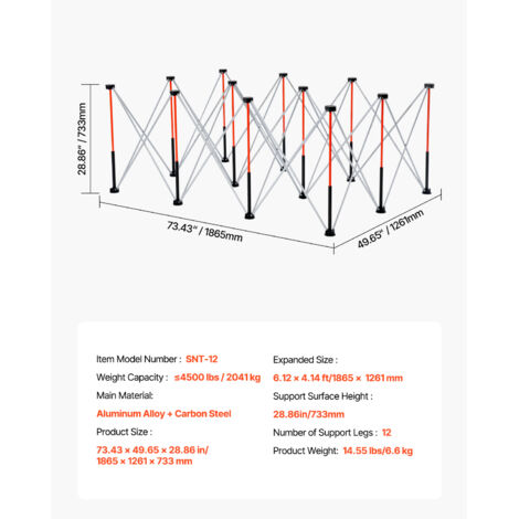 Mophorn Portable Folding Workstand, 1865 x 1261 mm Collapsible Bench, 2041 kg Load Capacity, Pre-Assembled Foldable Design with Storage Bag, Table Top Not Included, Ideal for Garage, Workshop