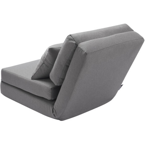 Mophorn Convertible Flip Chair, 5-Position Adjustable Floor Sofa, Folding Upholstered Couch Bed with Adjustable Backrest Metal Frame and Pillow, Folding Sofa Bed Chair for Living Room Bedroom, Gray (1/5)