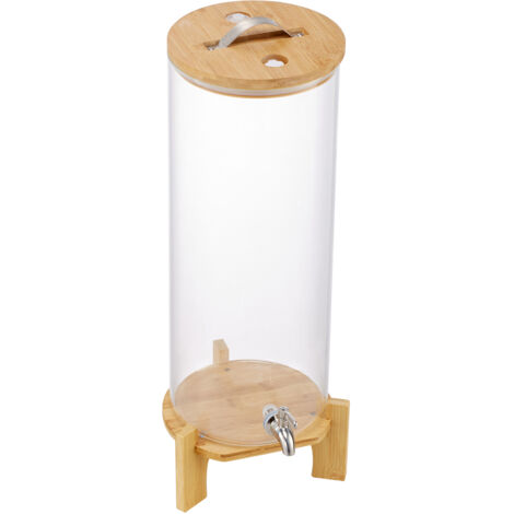 Mophorn 13L Glass Beverage Dispenser with Wooden Stand, Stainless Steel Spigot, Ideal for Serving Juice, Iced Tea, Lemonade, and Water at Gatherings